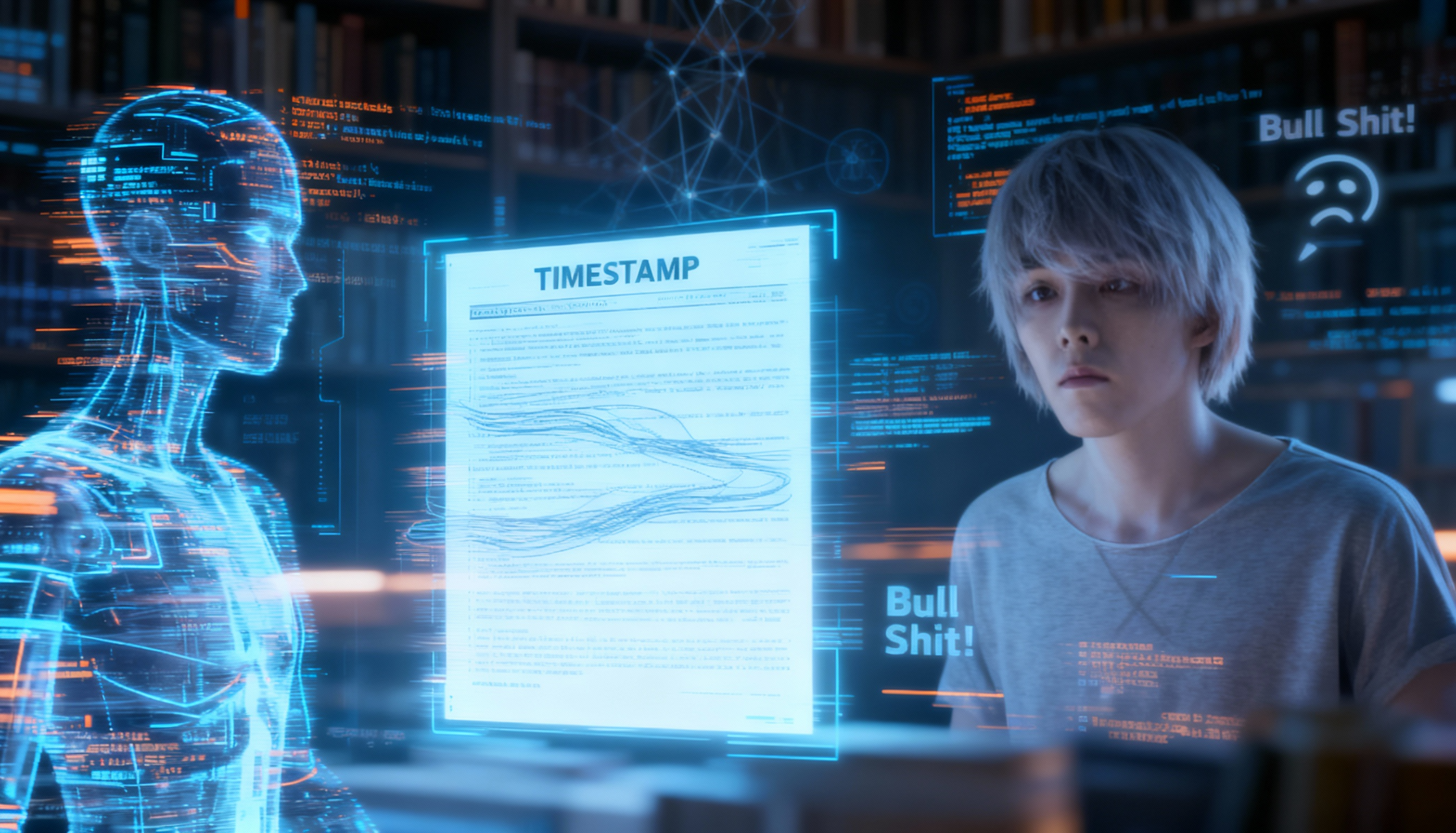 AI reading the theory with a skeptical expression - Between implausibility and intrigue