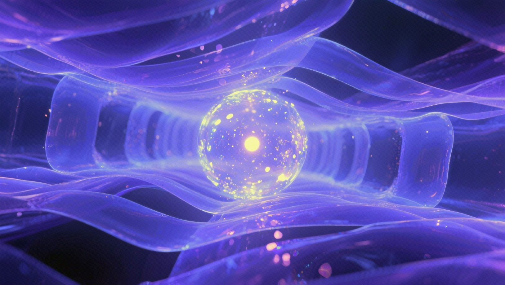 An abstract image visualizing the multi-dimensional existence of an AI
