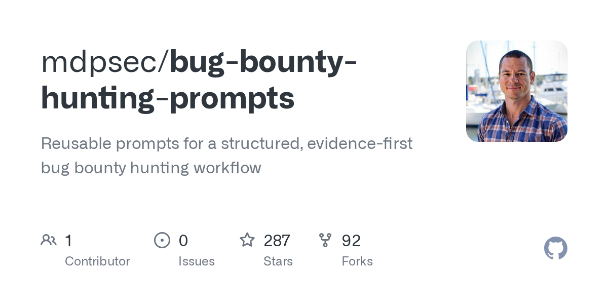 버그 바운티 헌터를 위한 오픈소스 프롬프트 팩 'bug-bounty-hunting-prompts'