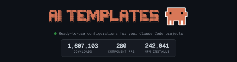 claude-code-templates CLI 실행 화면 및 에이전트·커맨드·MCP 구성 소개