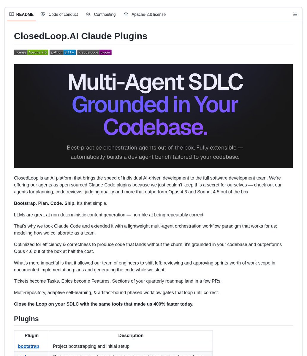 ClosedLoop Claude Plugins: Open-Source Multi-Agent SDLC Workflow for Claude Code