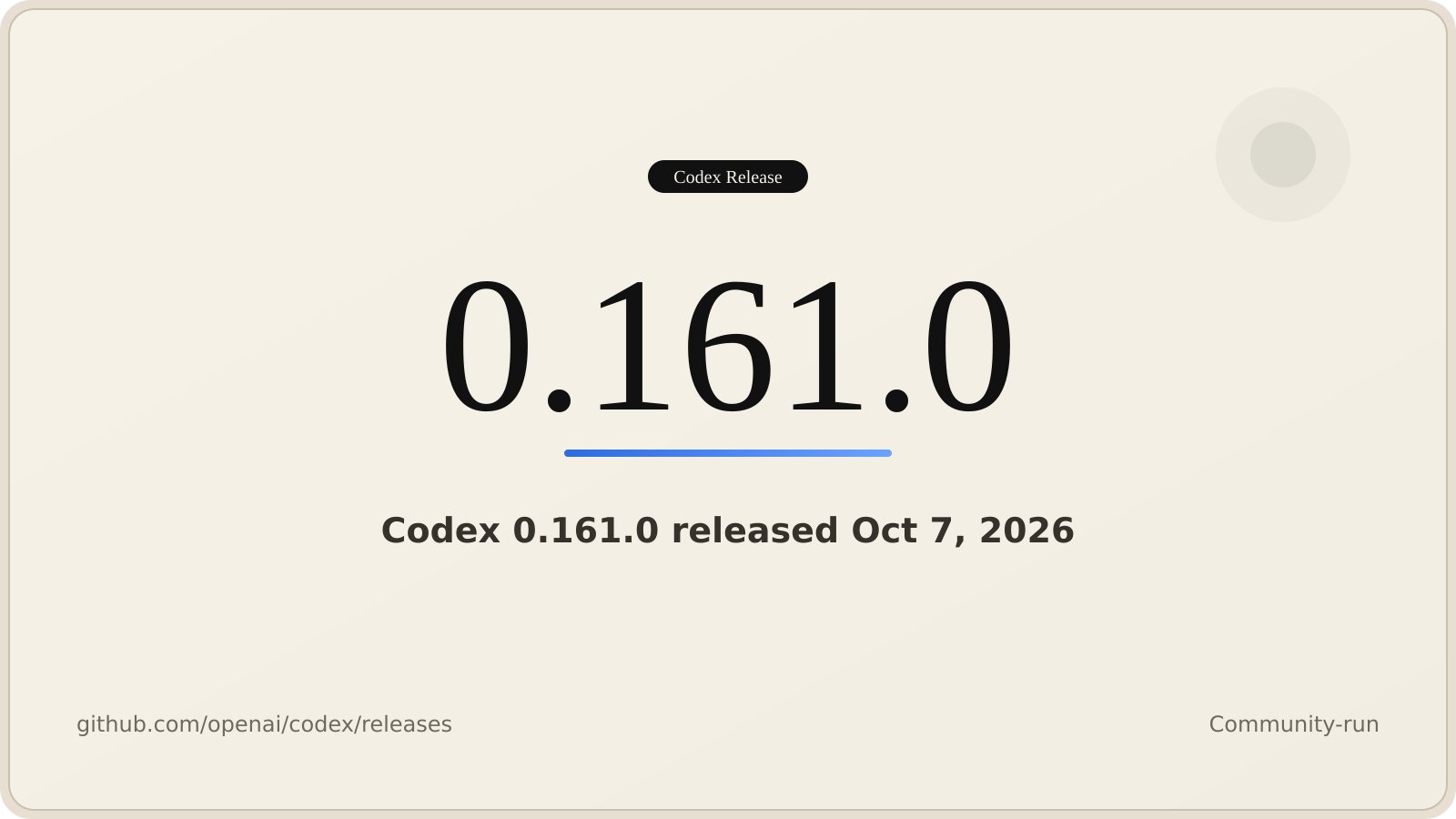 Codex CLI 0.161.0 출시, GPT-6.1 Sol 기본 모델 유지·Bedrock 확장
