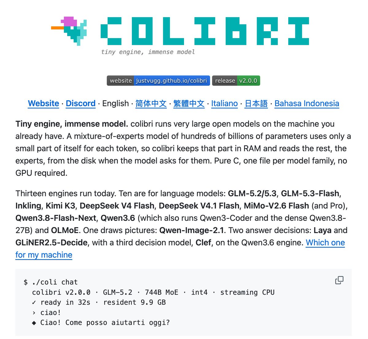 Colibri: Open-Source Tool Running Large AI Models on Laptops Without Dedicated GPUs