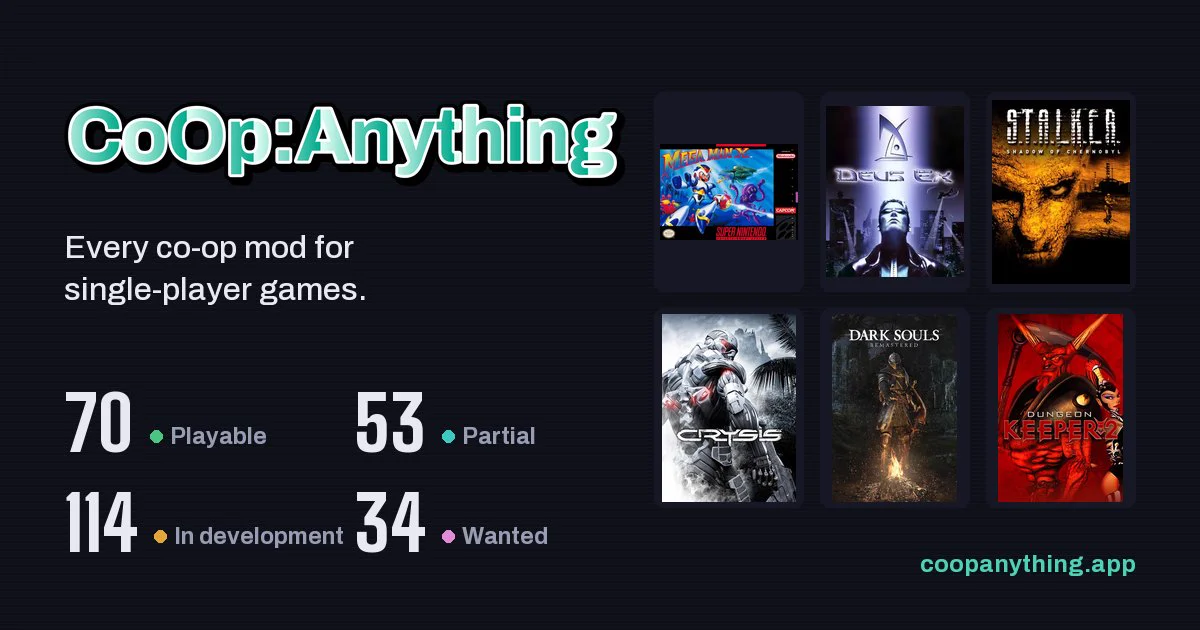 AI 코딩 에이전트로 싱글 게임을 협동 모드로 개조하는 'Co-op Anything' 오픈소스