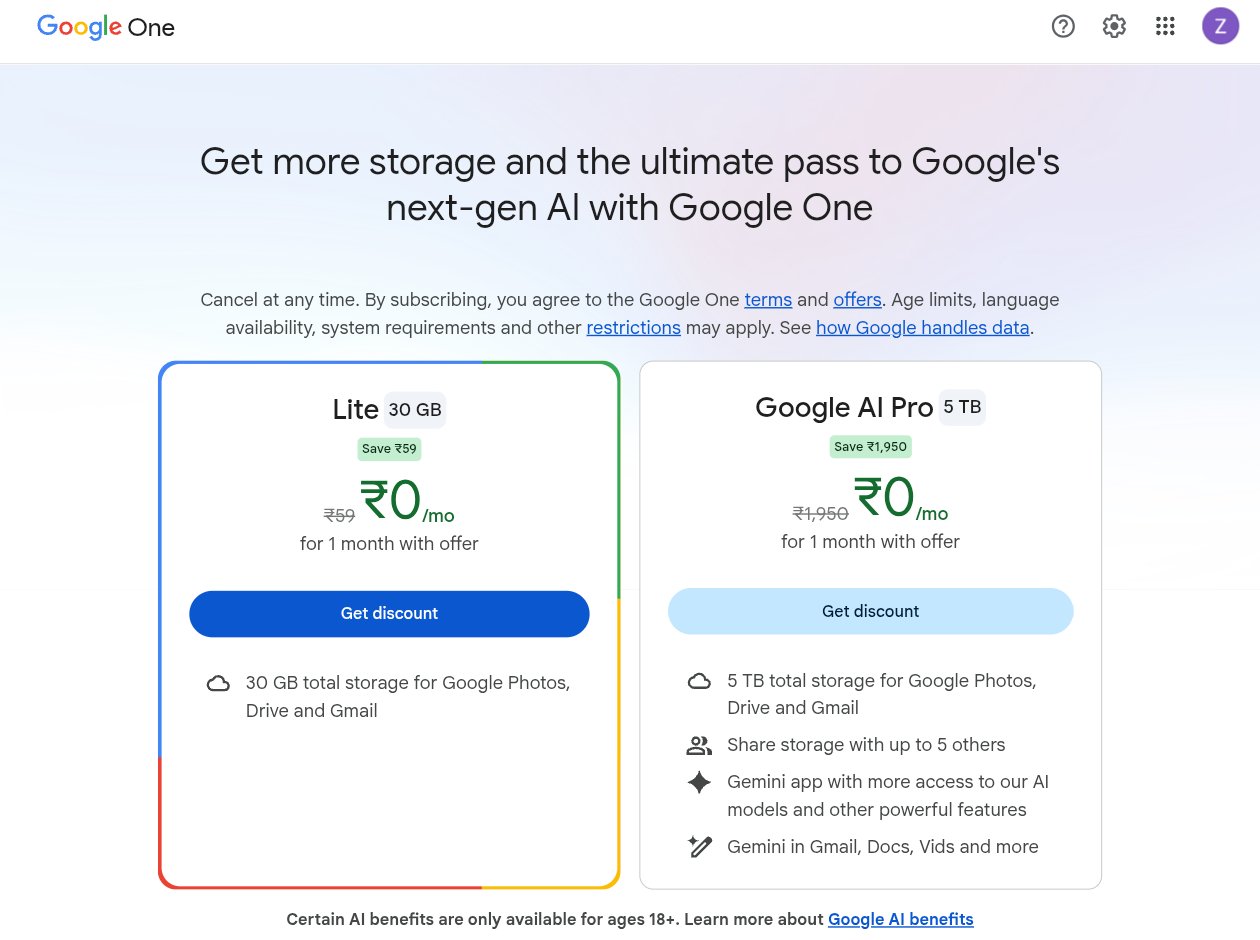 구글 원 dynamic-plans 프로모션으로 Google AI Pro 1개월 무료 체험 신청하기