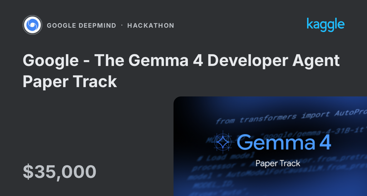 Google Research Launches $100K 'Gemma 4 Developer Agent Competition' on Kaggle