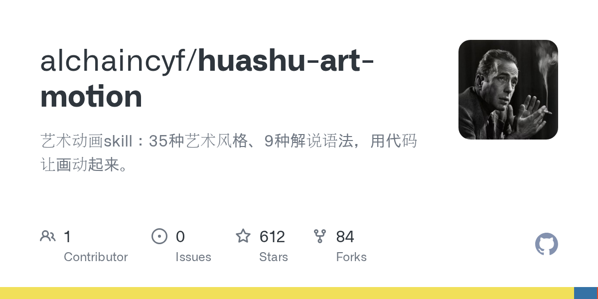 상업용 유튜브 애니메이션 제작을 자동화하는 오픈소스 에이전트 스킬 'huashu-art-motion'
