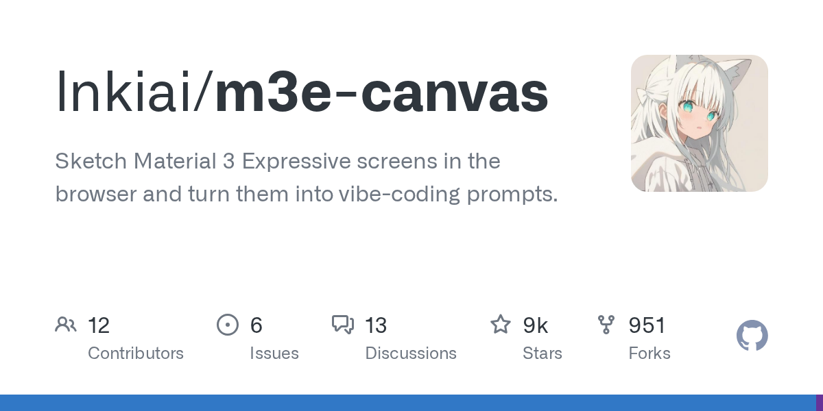 M3E Canvas: 브라우저에서 Material 3 UI 스케치 후 AI 코딩 프롬프트로 변환하는 오픈소스 도구