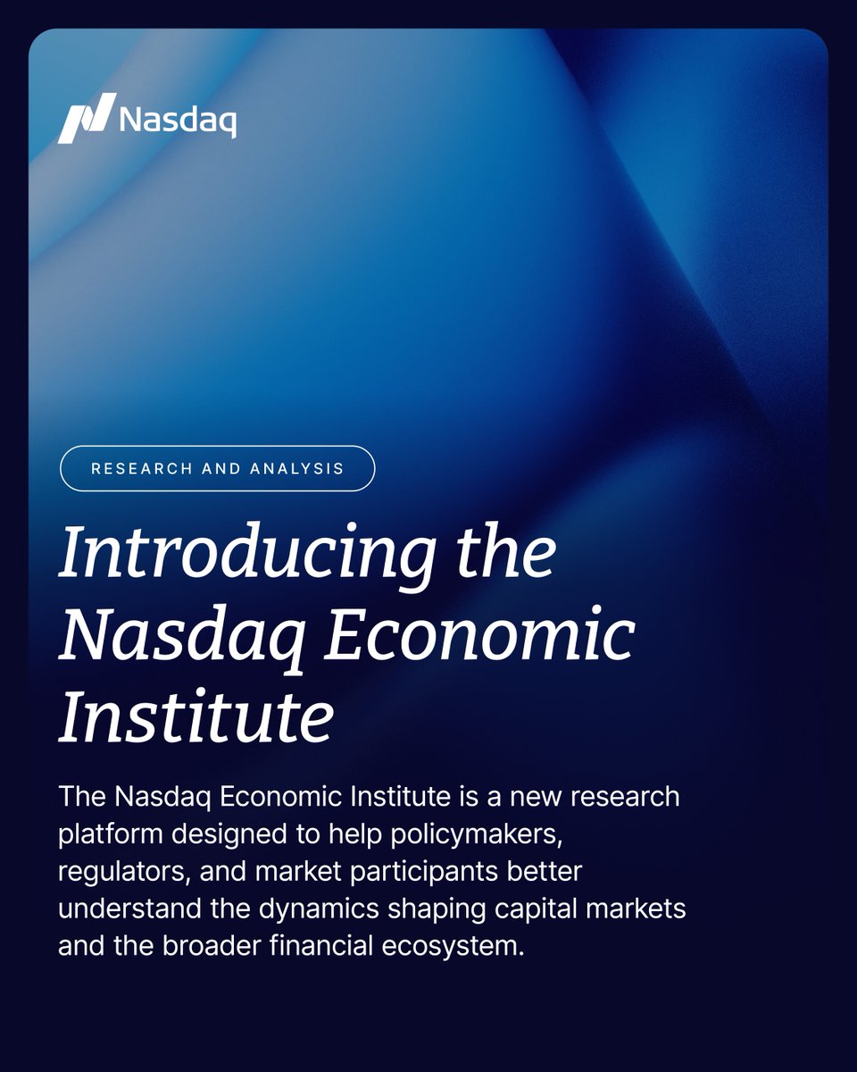 Official announcement graphic for the launch of the Nasdaq Economic Institute and AI research series