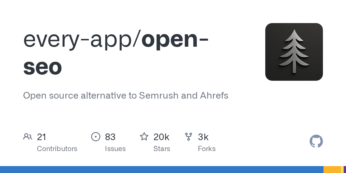 오픈소스 SEO 스위트 OpenSEO의 키워드 분석 및 사이트 감사 대시보드 화면
