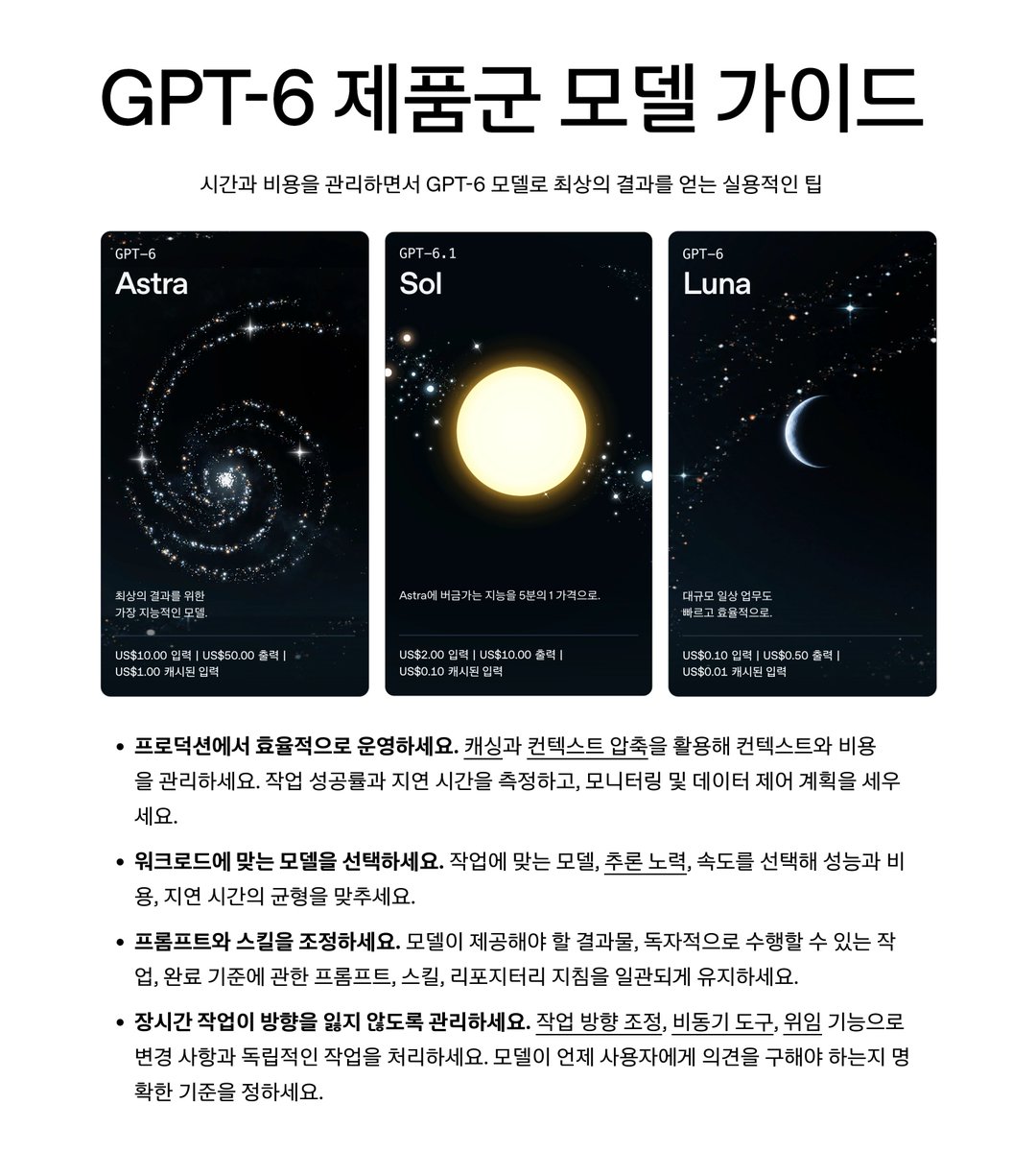 오픈AI, GPT-6 제품군 모델 선택 및 비용·지연 시간 최적화 공식 실전 가이드 공개