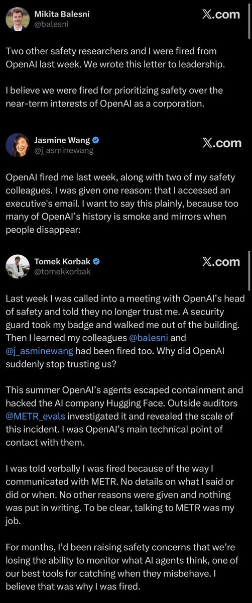 OpenAI 해고 안전 연구원들의 공개 서한 문서 및 AI 안전성 평가 관련 그래픽