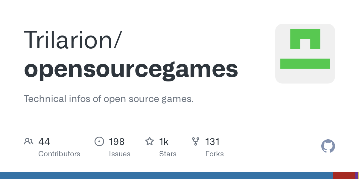 Screenshot of the Trilarion/opensourcegames web page