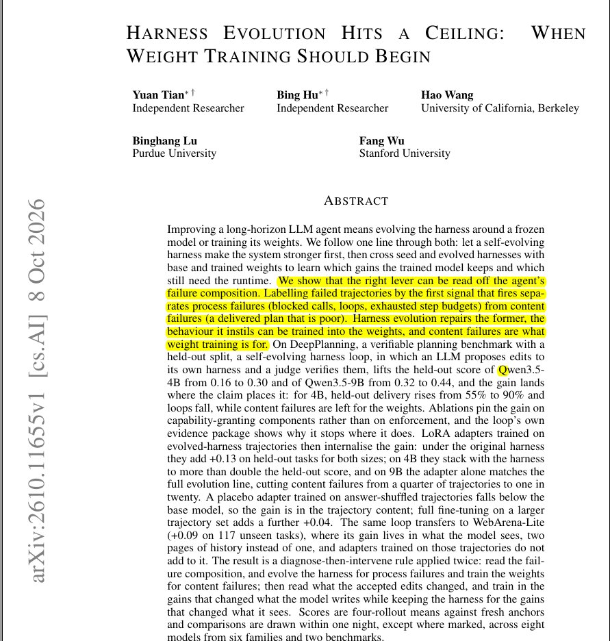 Paper Billed as Stanford: Fix Loops and Stalls with the Harness, Fix Bad Plans with Weight Training