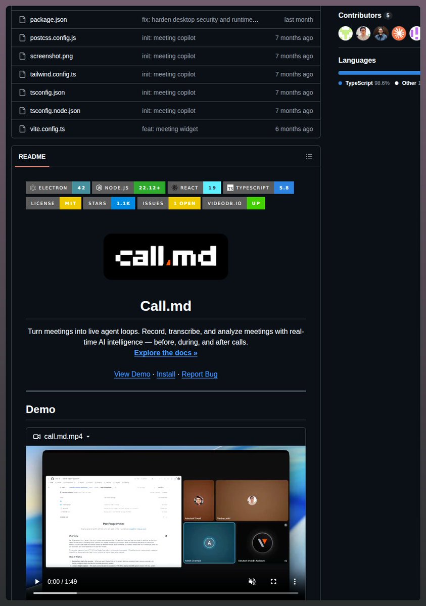 VideoDB, 회의를 실시간 에이전트 루프로 전환하는 오픈소스 AI 어시스턴트 'Call.md' 공개