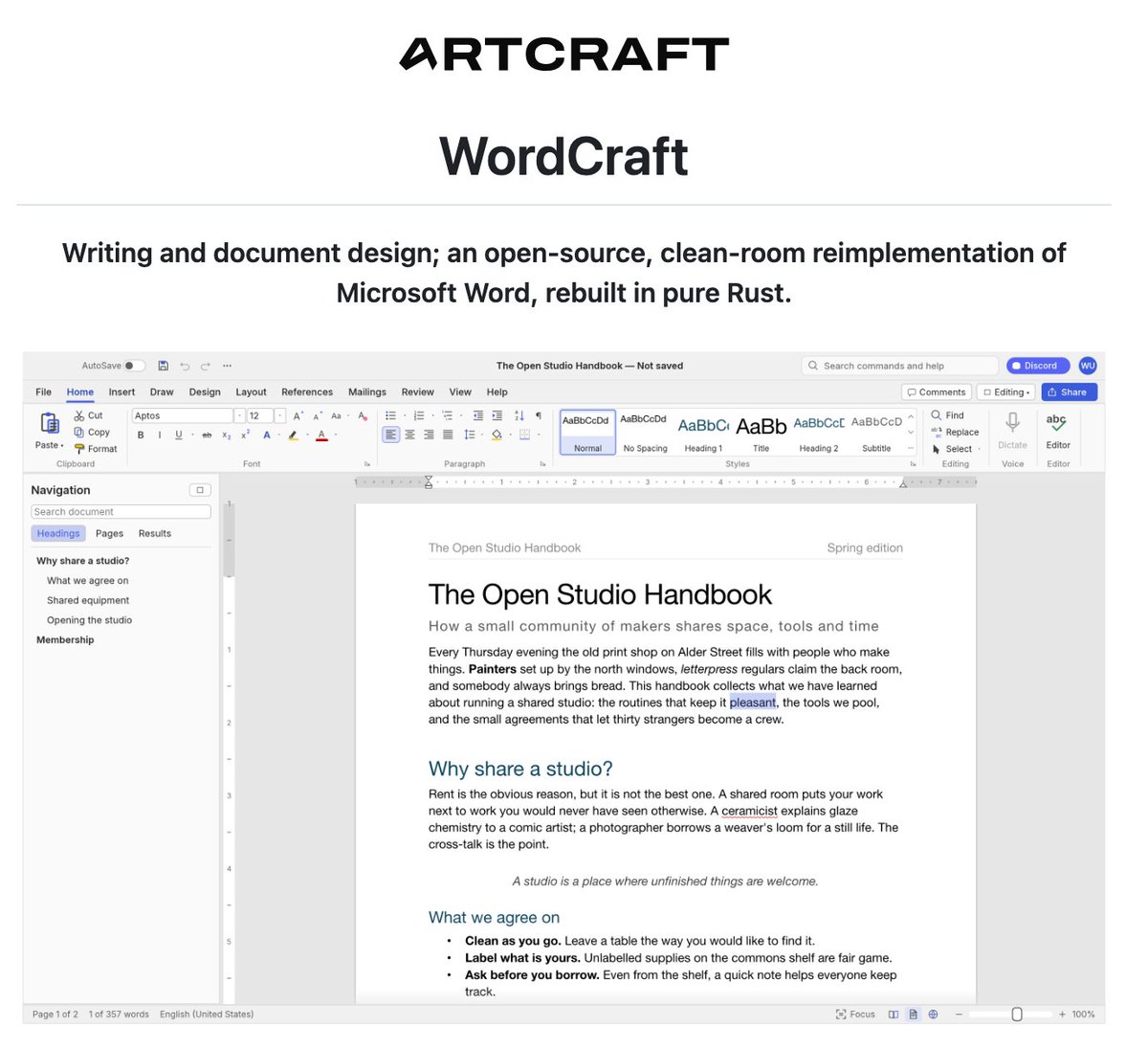 WordCraft: 마이크로소프트 365를 대체하는 오픈소스 오피스 — .docx 호환과 AI 에이전트 연동 지원