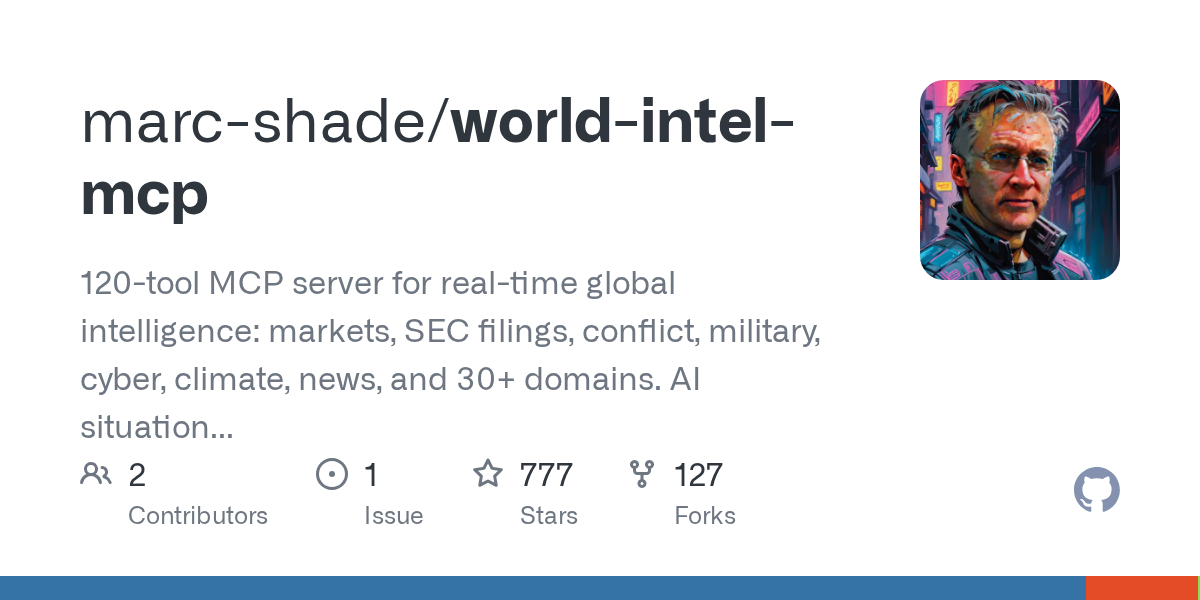 132개를 주장하는 AI 에이전트용 MCP 도구 모음 world-intel-mcp 소개
