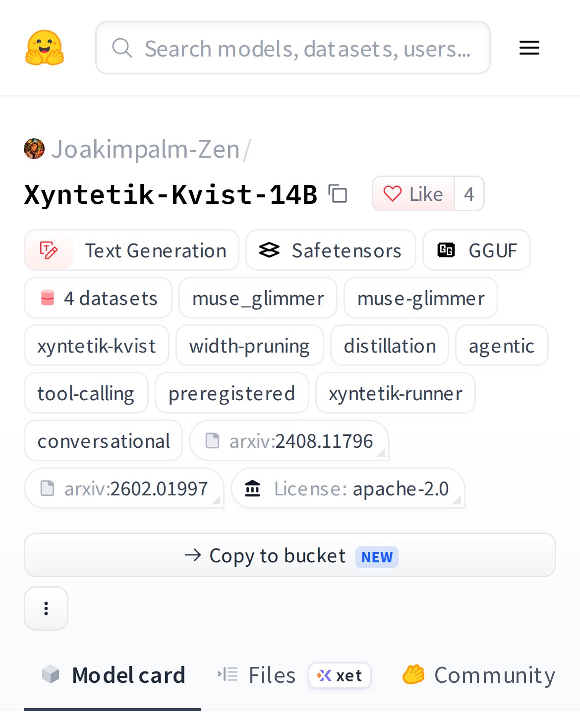 Muse-Glimmer-30B를 절반으로 줄인 14B 툴콜링 모델 Xyntetik-Kvist-14B 공개